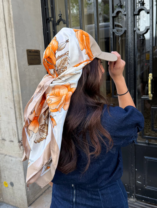 Casquette Foulard RM Beige beige et orange