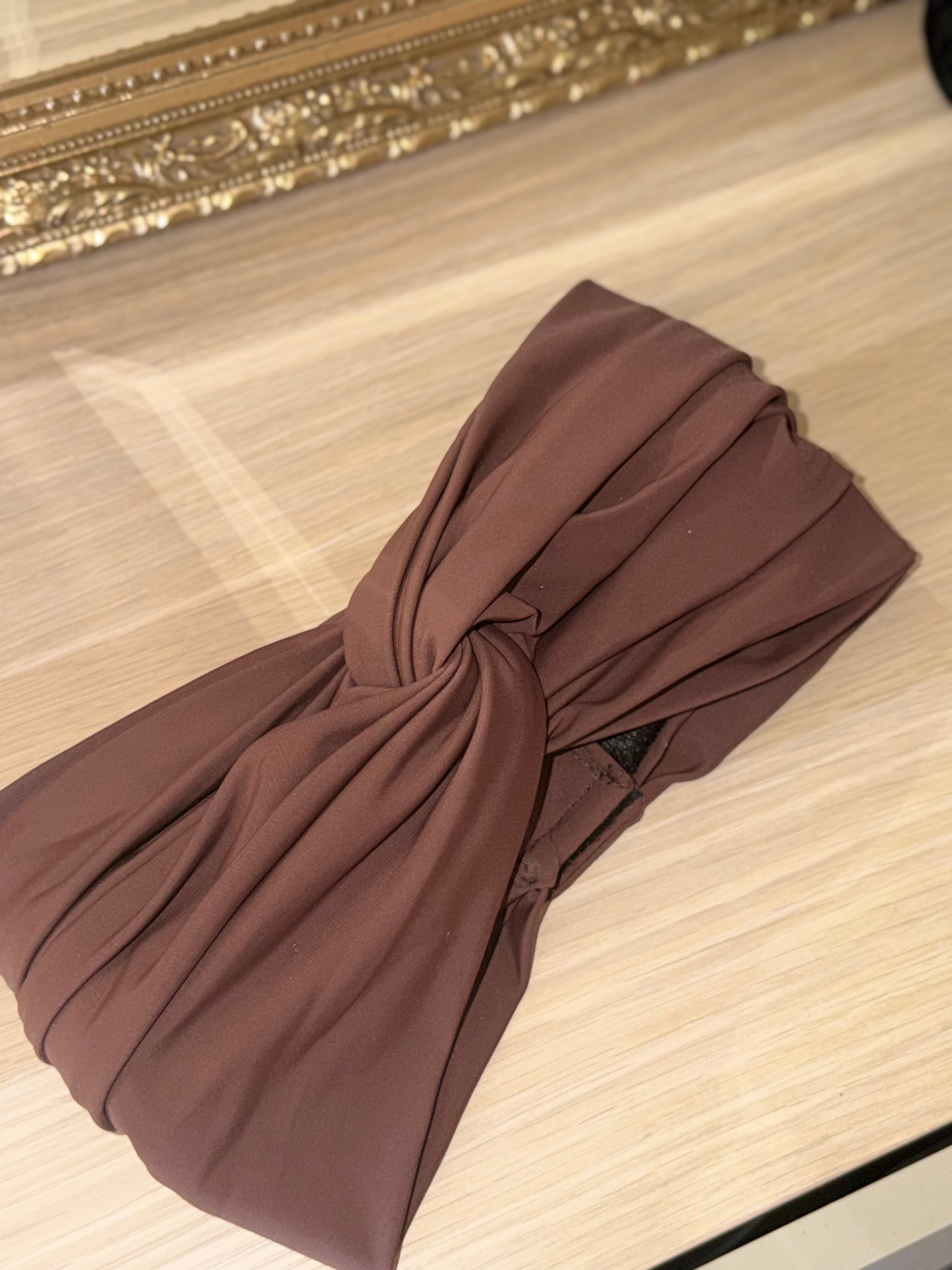 Turban Maillot Lycra Marron Chocolat