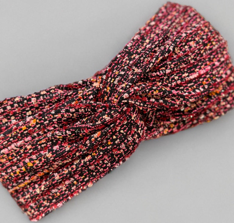 Turban tweed Bordeaux rose élégance