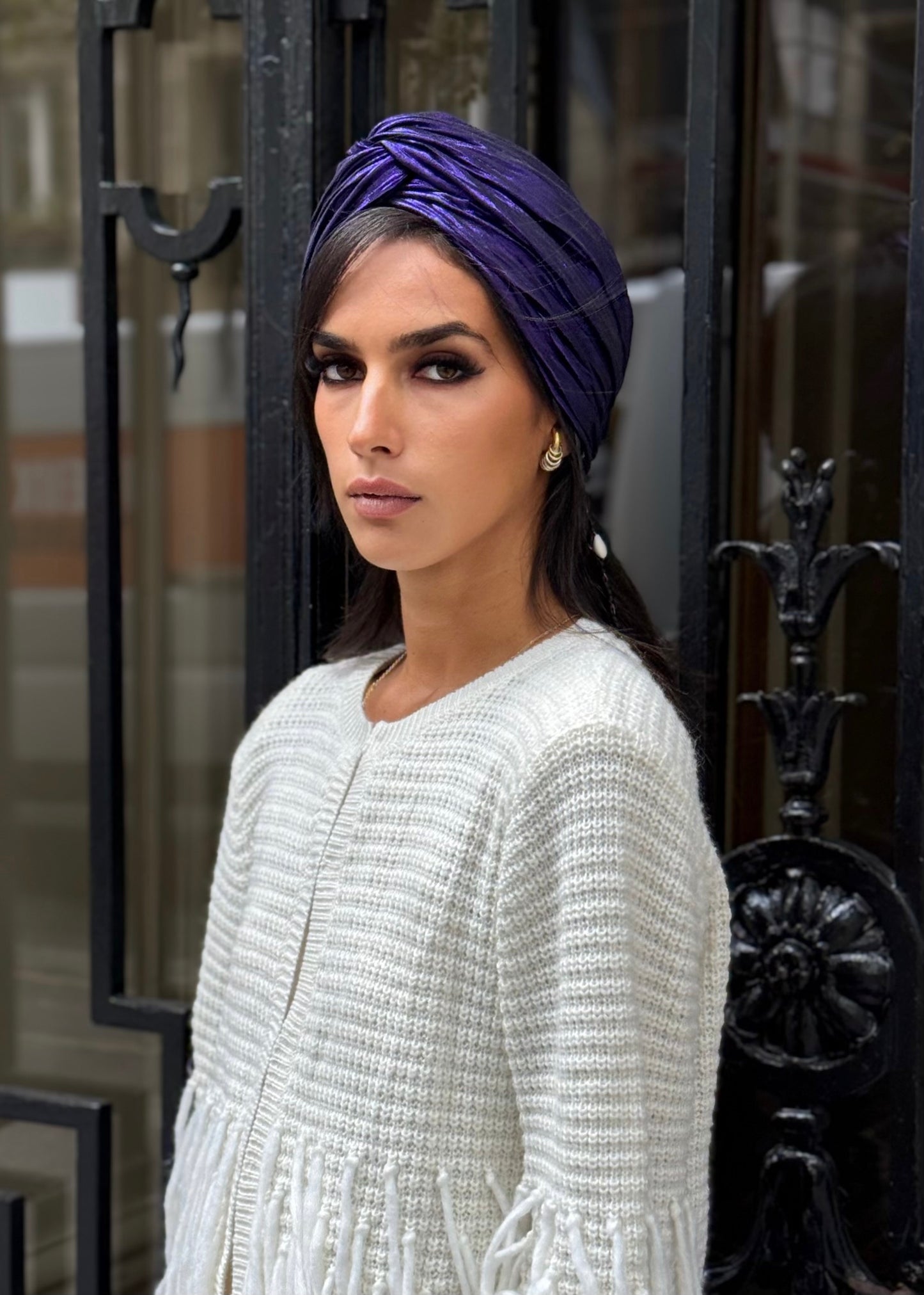 Turban lycra brillant Violet