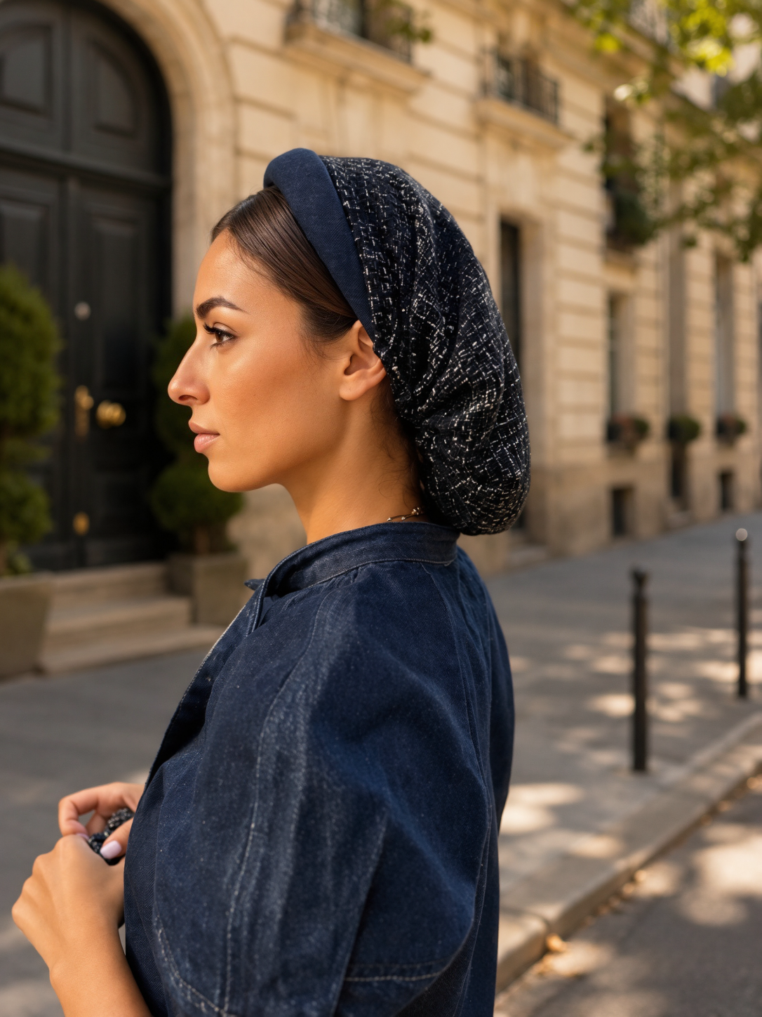 Serre-tête Jean filet Tweed Marine