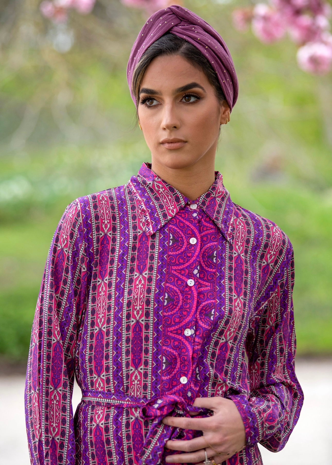 Turban Gaze de Coton Violet