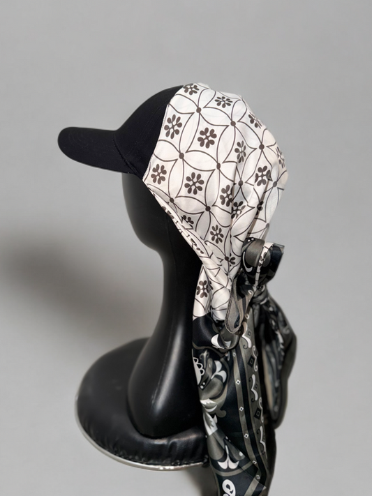 Casquette Foulard RM  Élégance Graphique Noir & Blanc