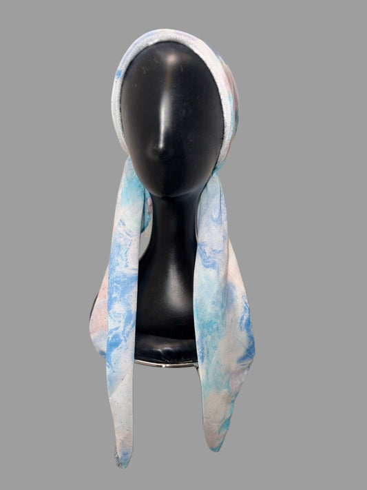 Foulard pré-noué bleu aquarelle
