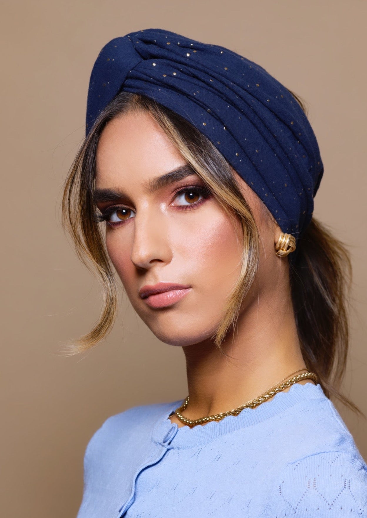 Turban Gaz de Coton Bleu Marine