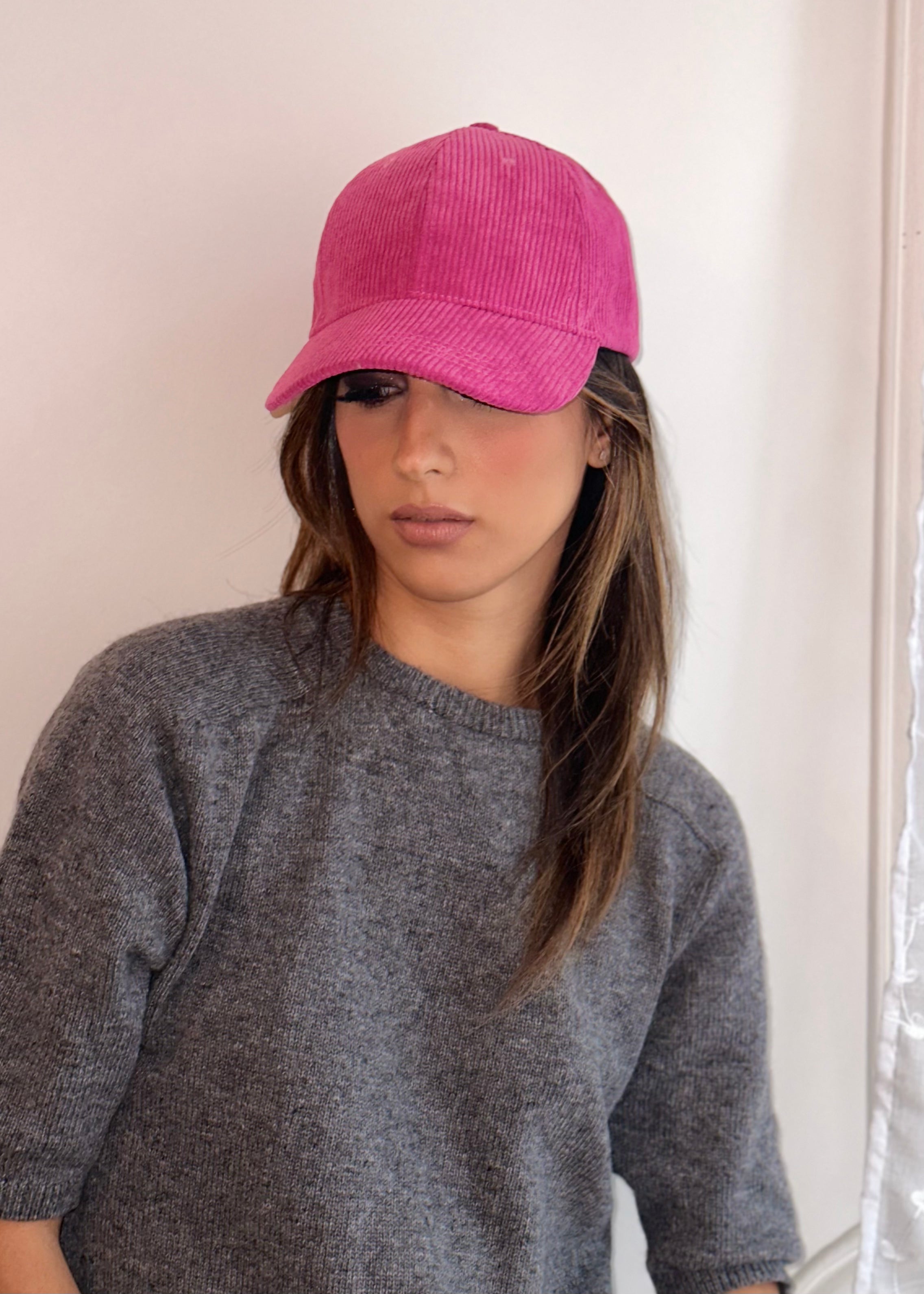 Casquette Velours Rose