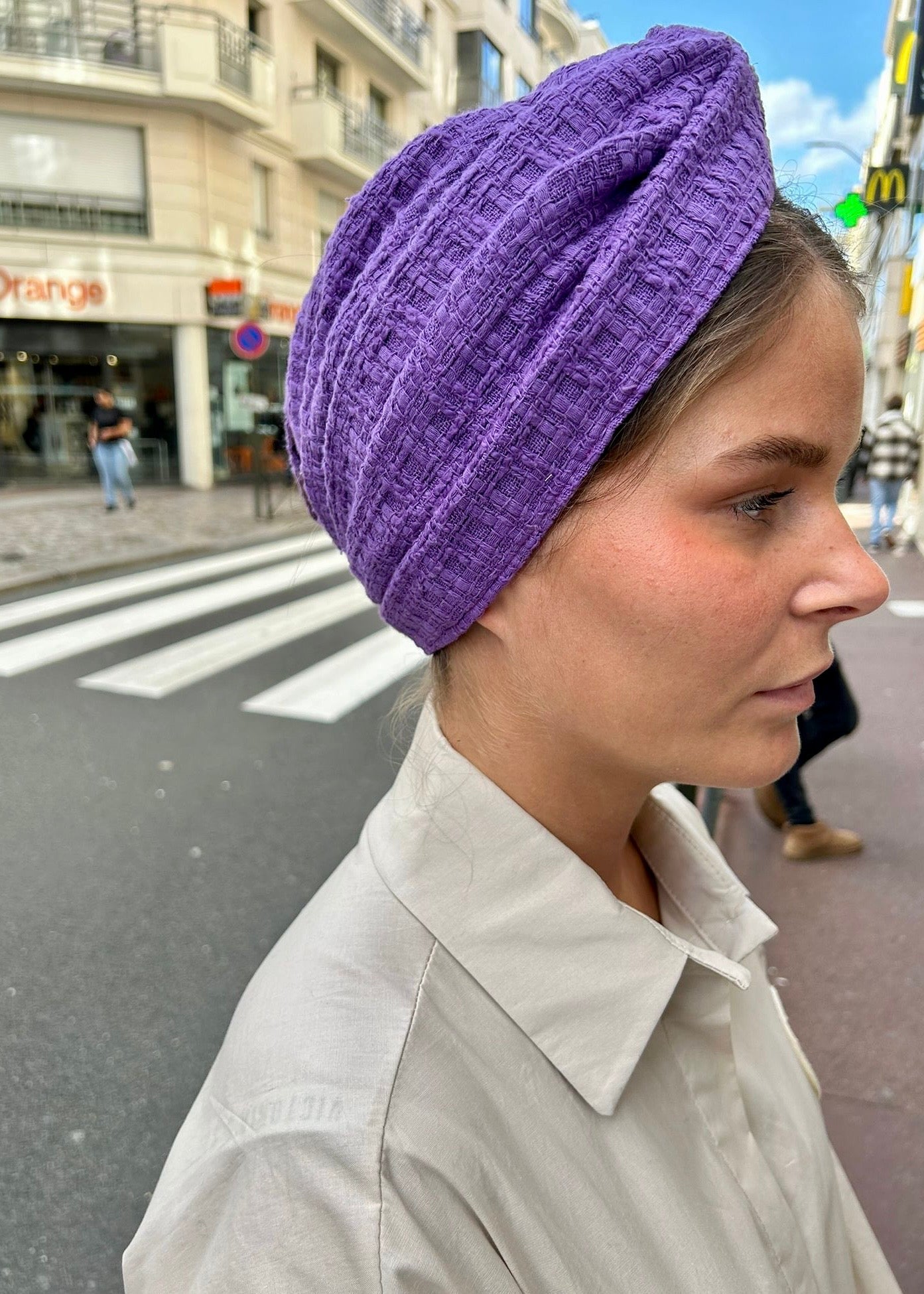 Turban tweed Uni Violet