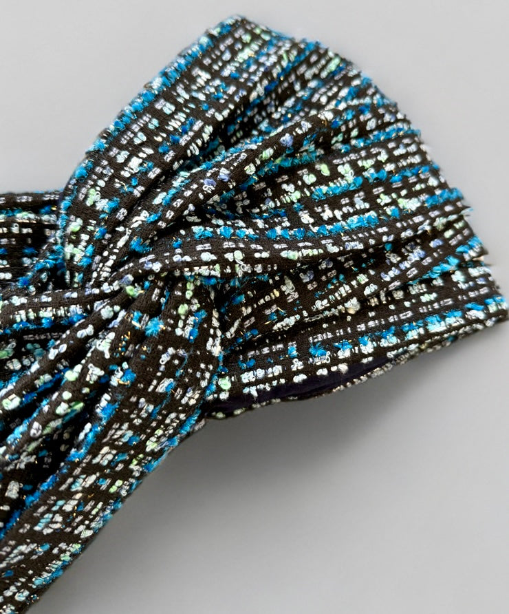 Turban tweed chic Bleu