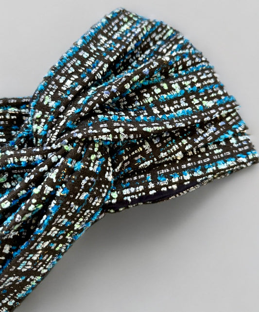 Turban tweed chic Bleu