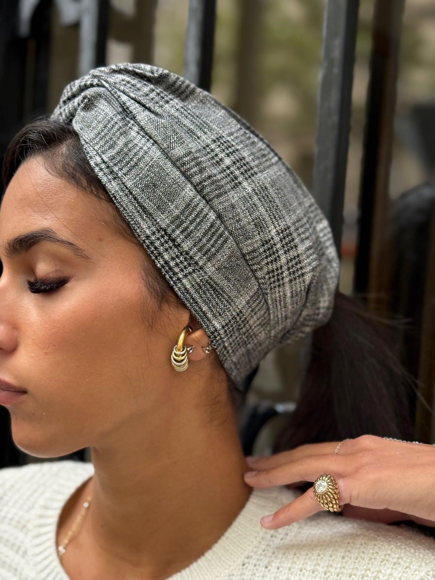 Turban carreau gris