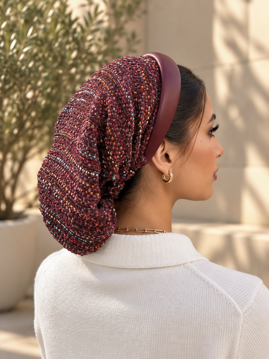 Serre-tête bordeaux filet Tweed bordeaux