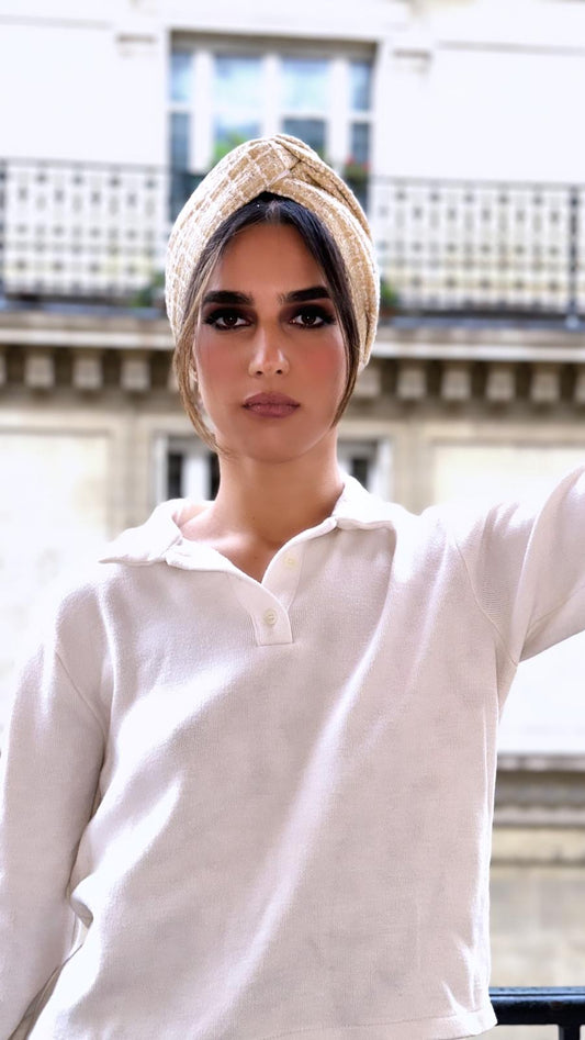 Turban carreau Beige