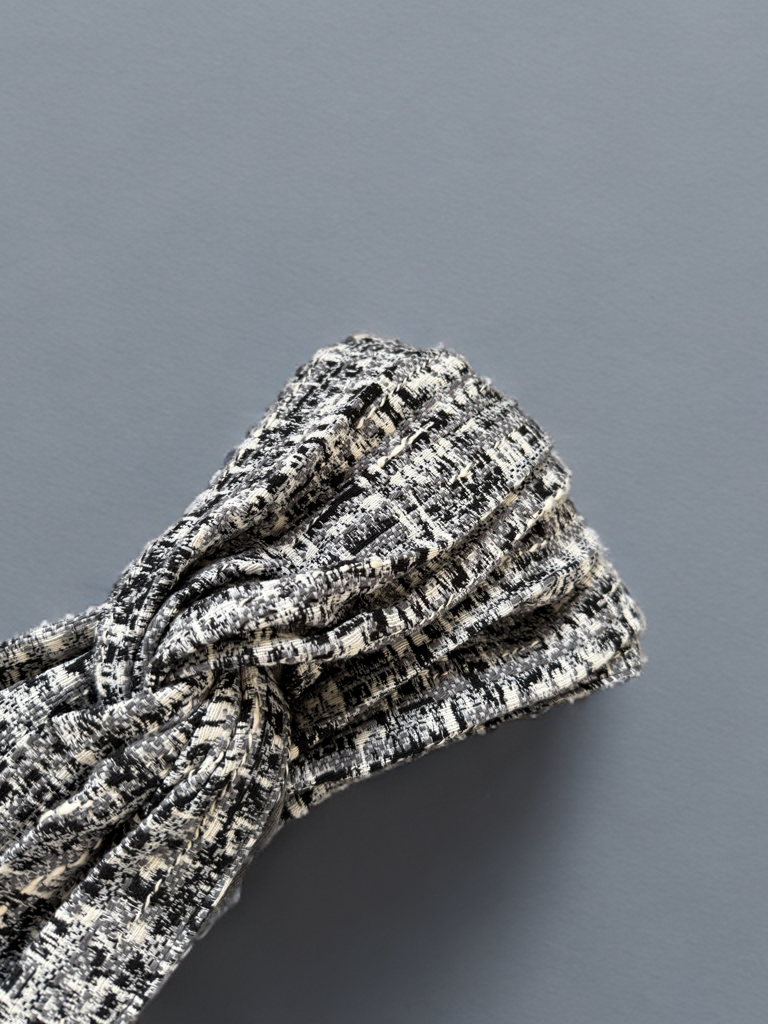 Turban tweed chic Noir et blanc