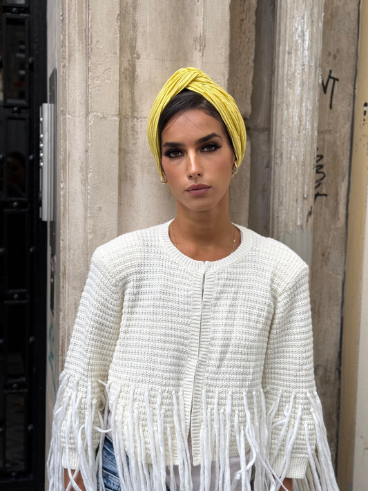 Turban lycra brillant jaune