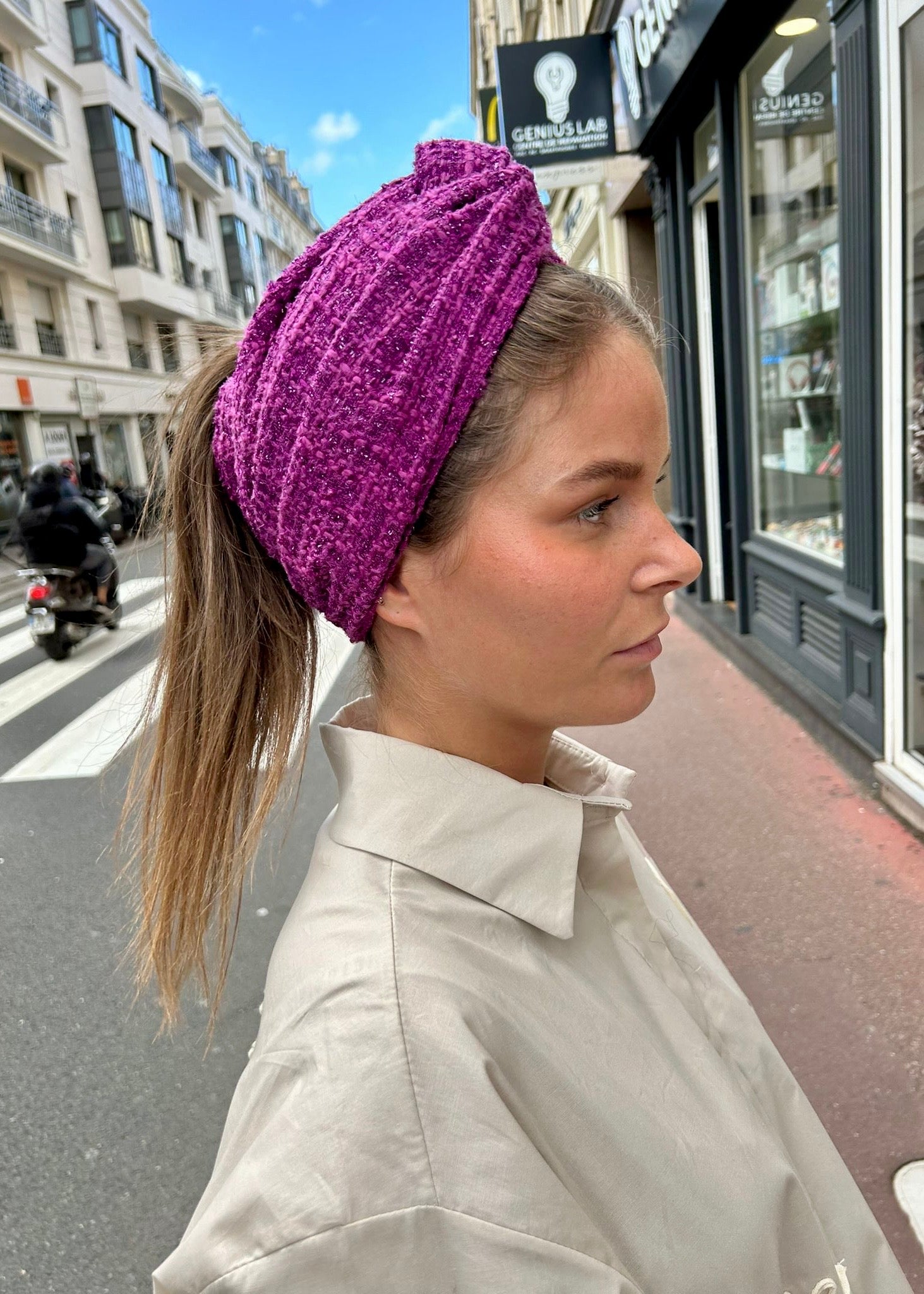 Turban tweed Fushia