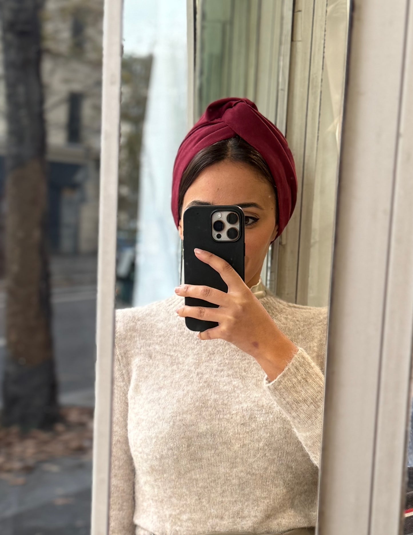 Turban daim bordeaux