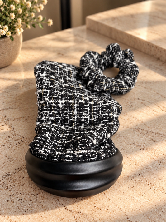 Mimi - Serre-tête tweed Noir et Blanc