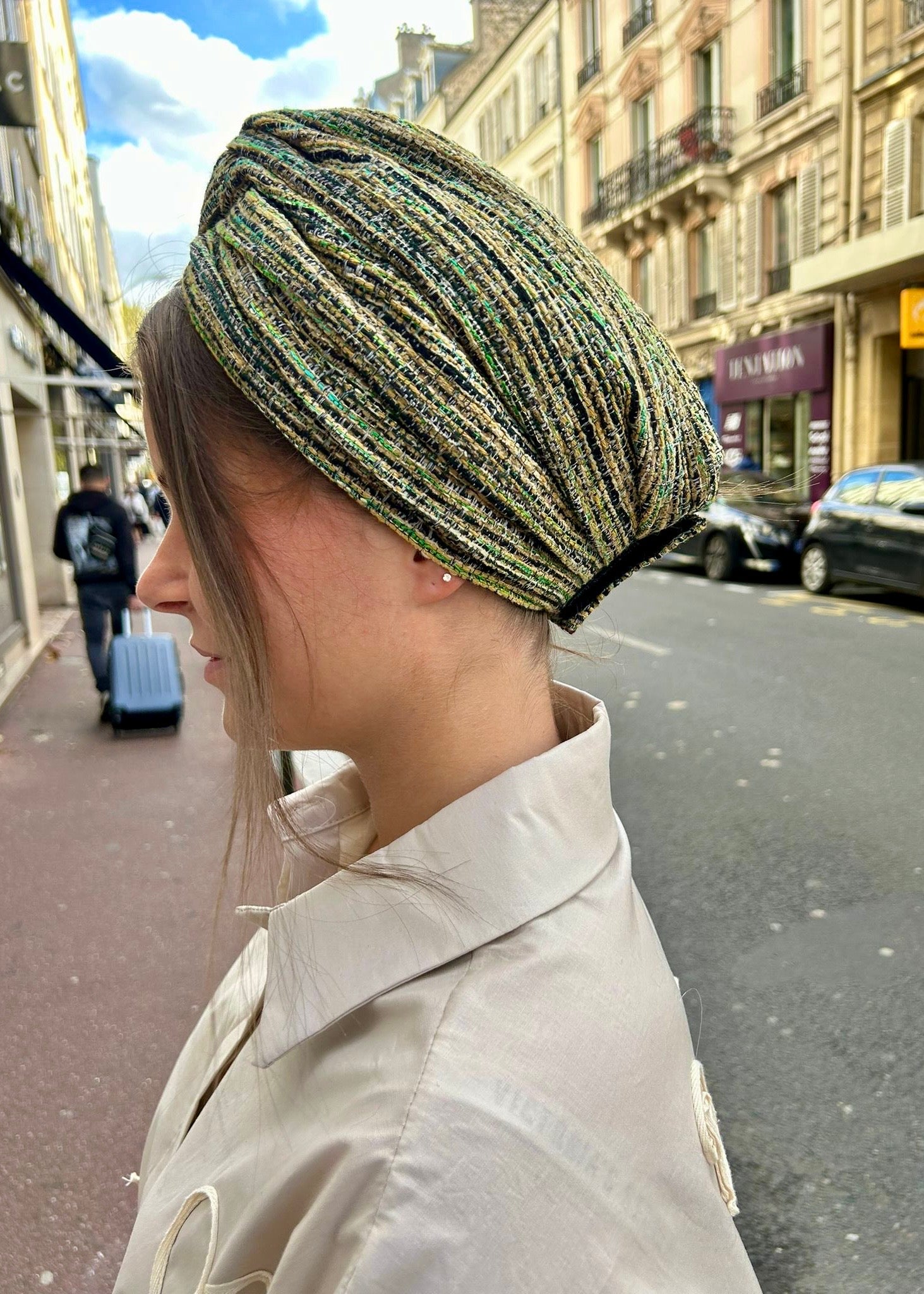 Turban Rayure Vert Jaune