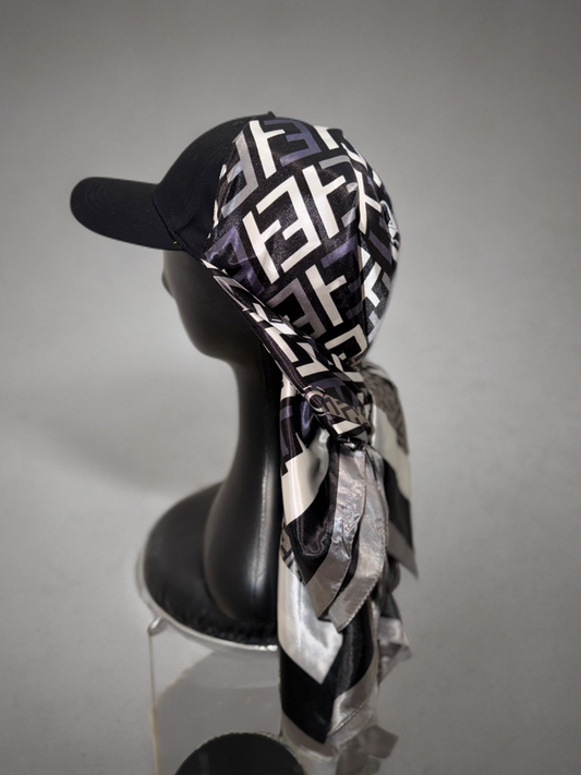 Casquette Foulard RM Monogram Luxe Noir Gris