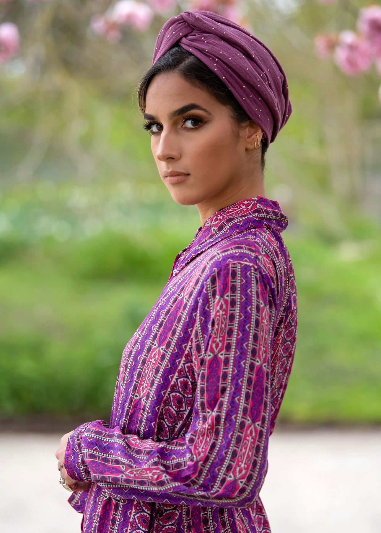 Turban Gaze de Coton Violet