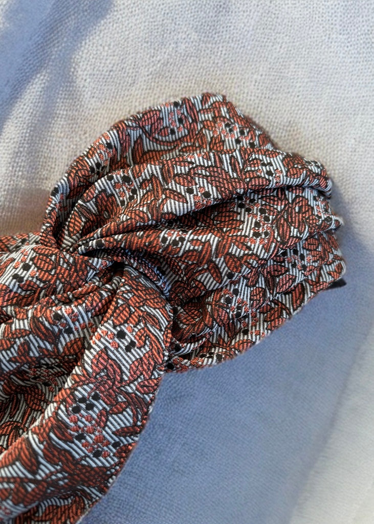 Turban brocard marron bleu