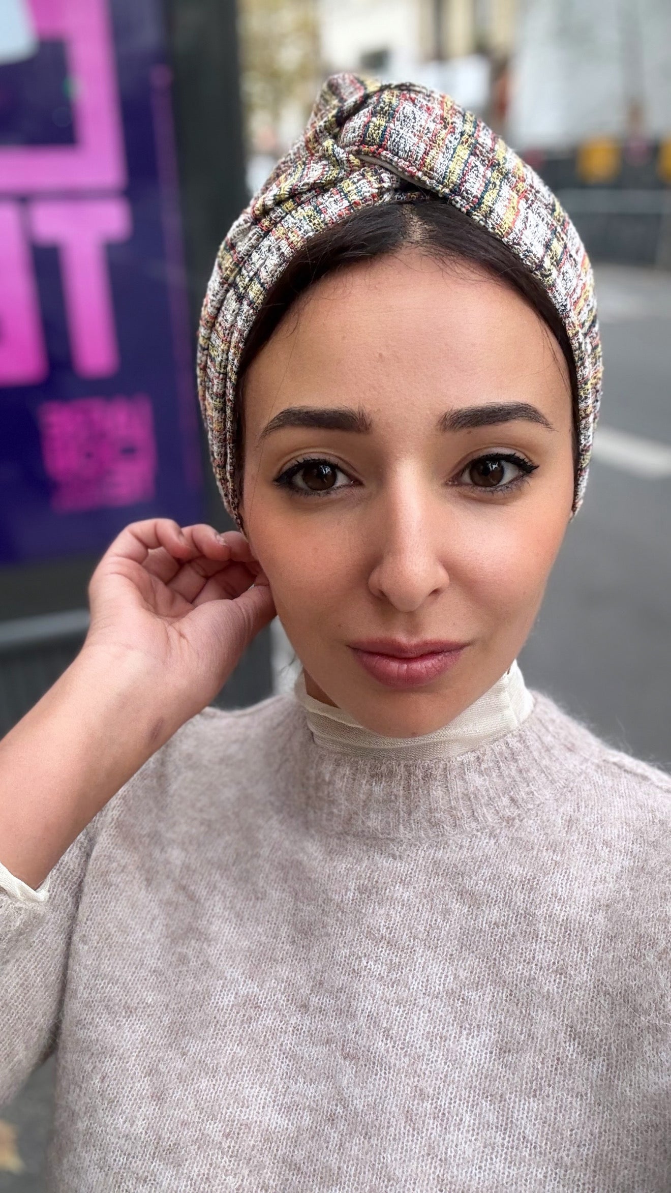 Turban carreau Beige multi