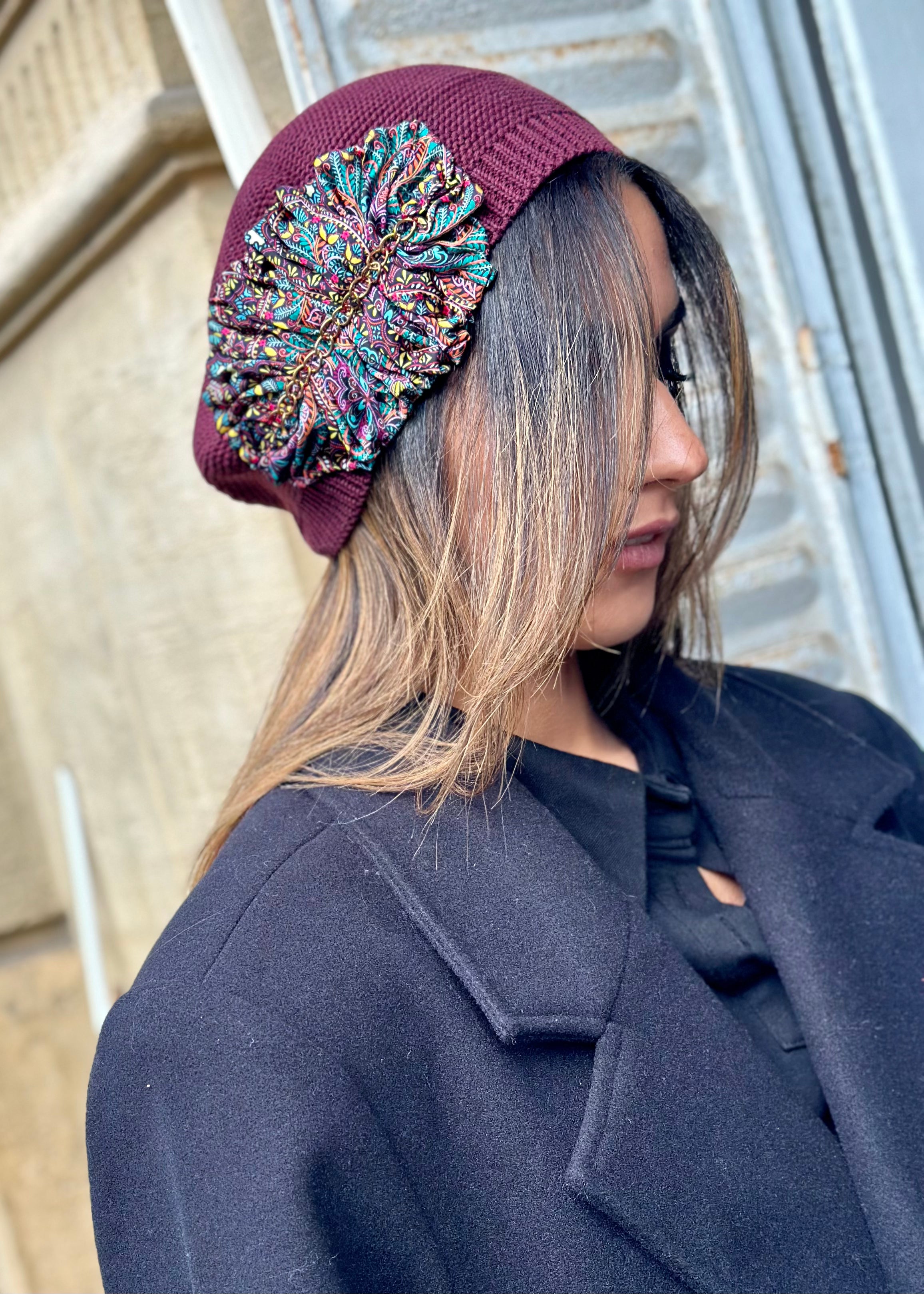 Beret Rm Bordeaux multi