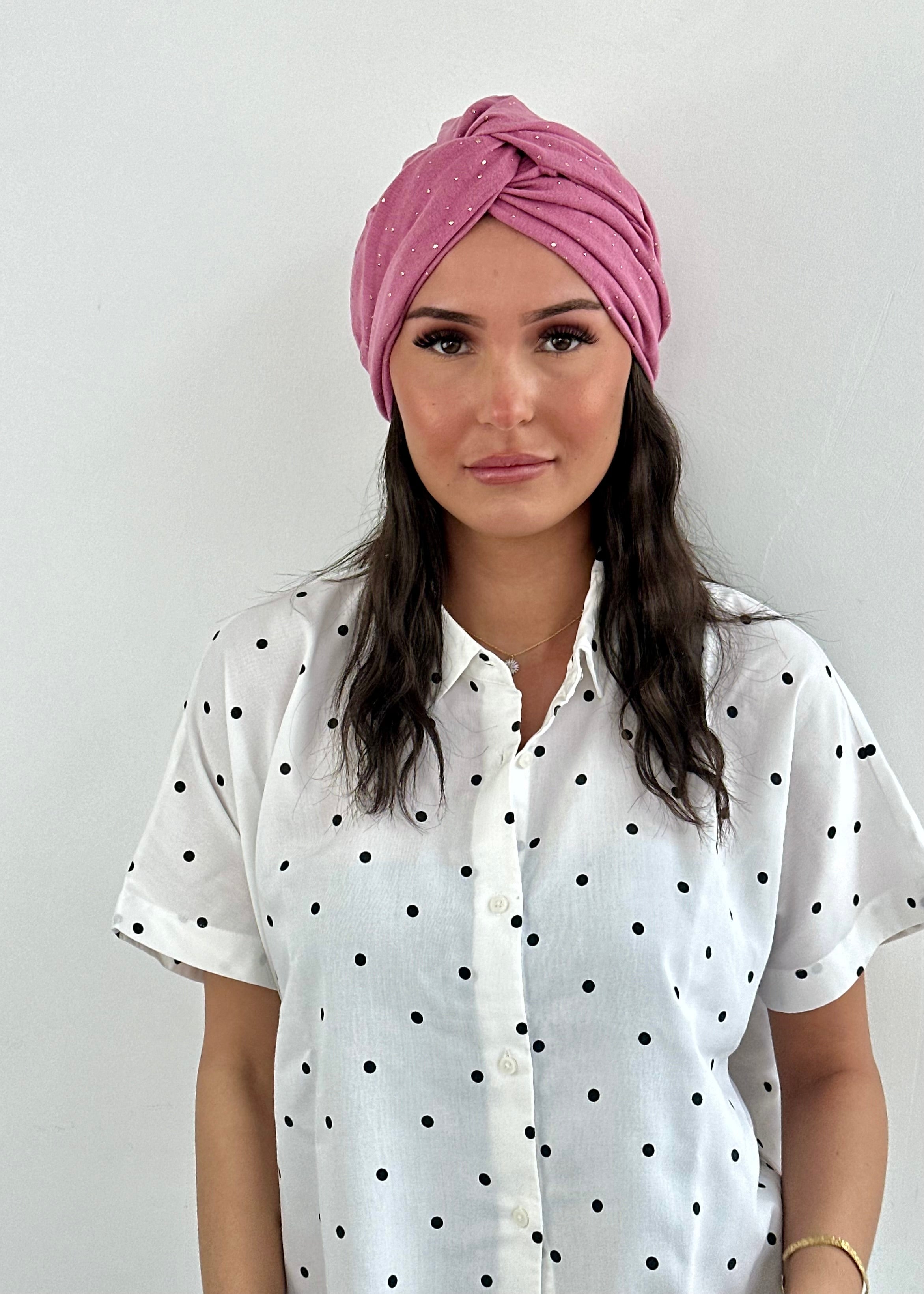 Turban Gaz de Coton Rose