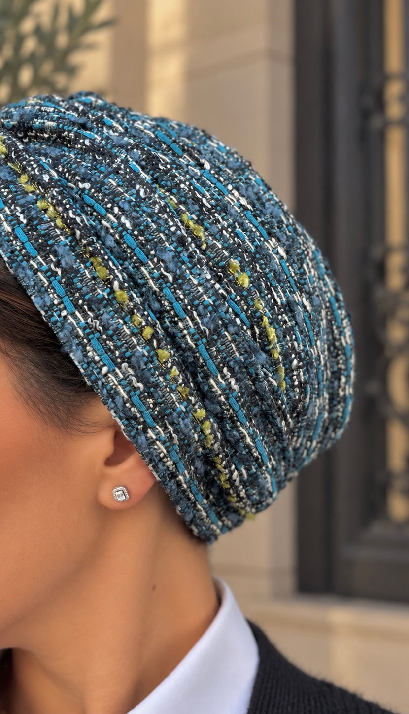 Turban Motif bleu Vert chine