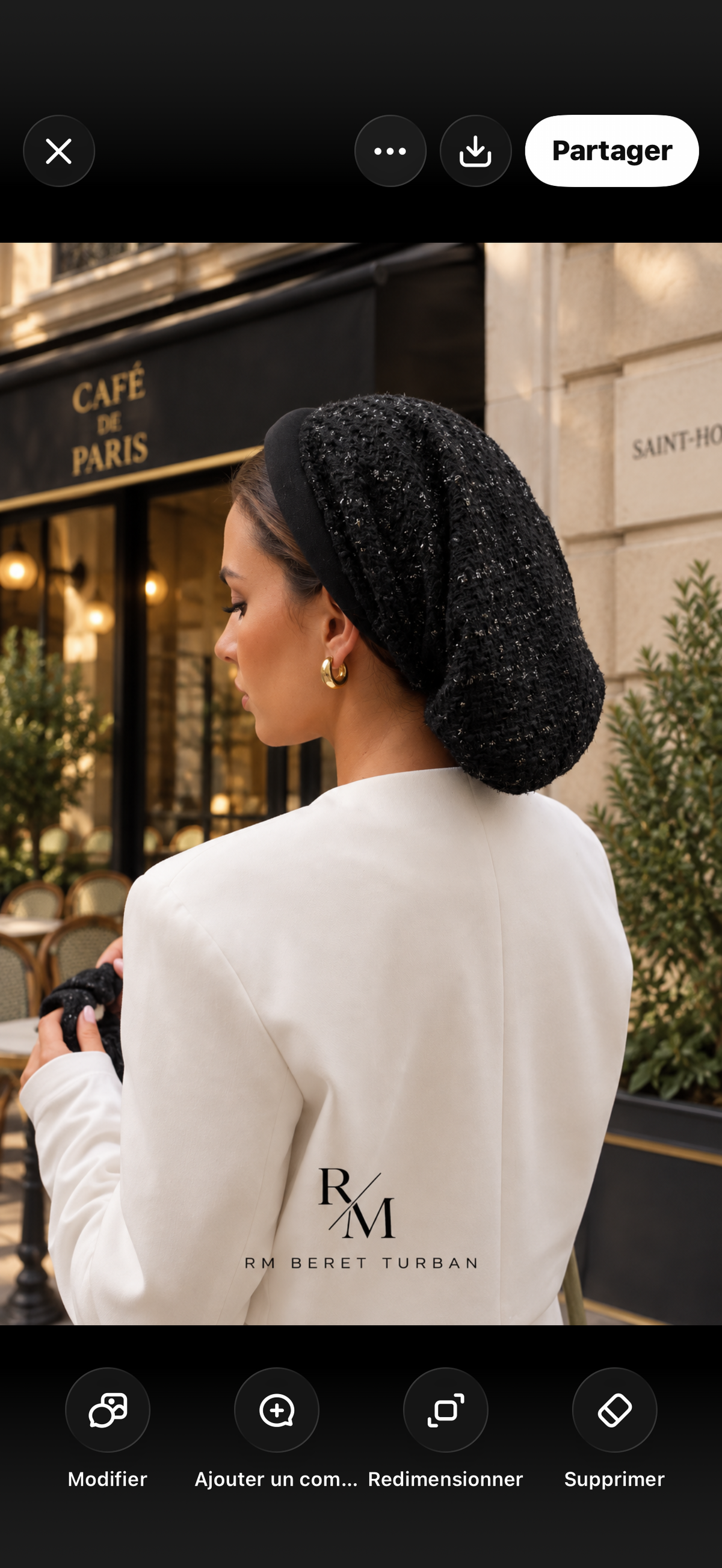 Black -Serre-tête Jean filet Tweed