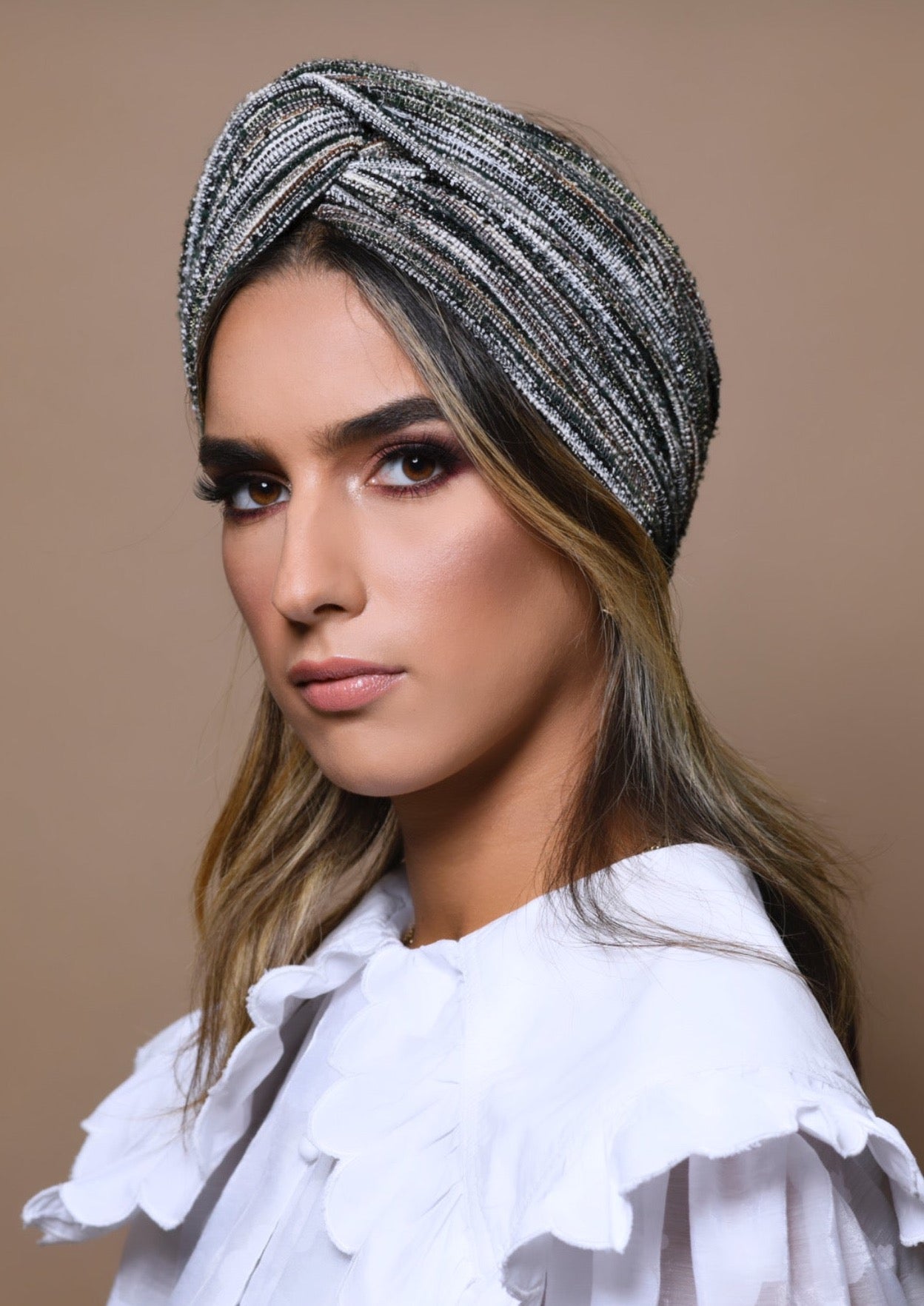 Turban Jacquard Rayure Vert