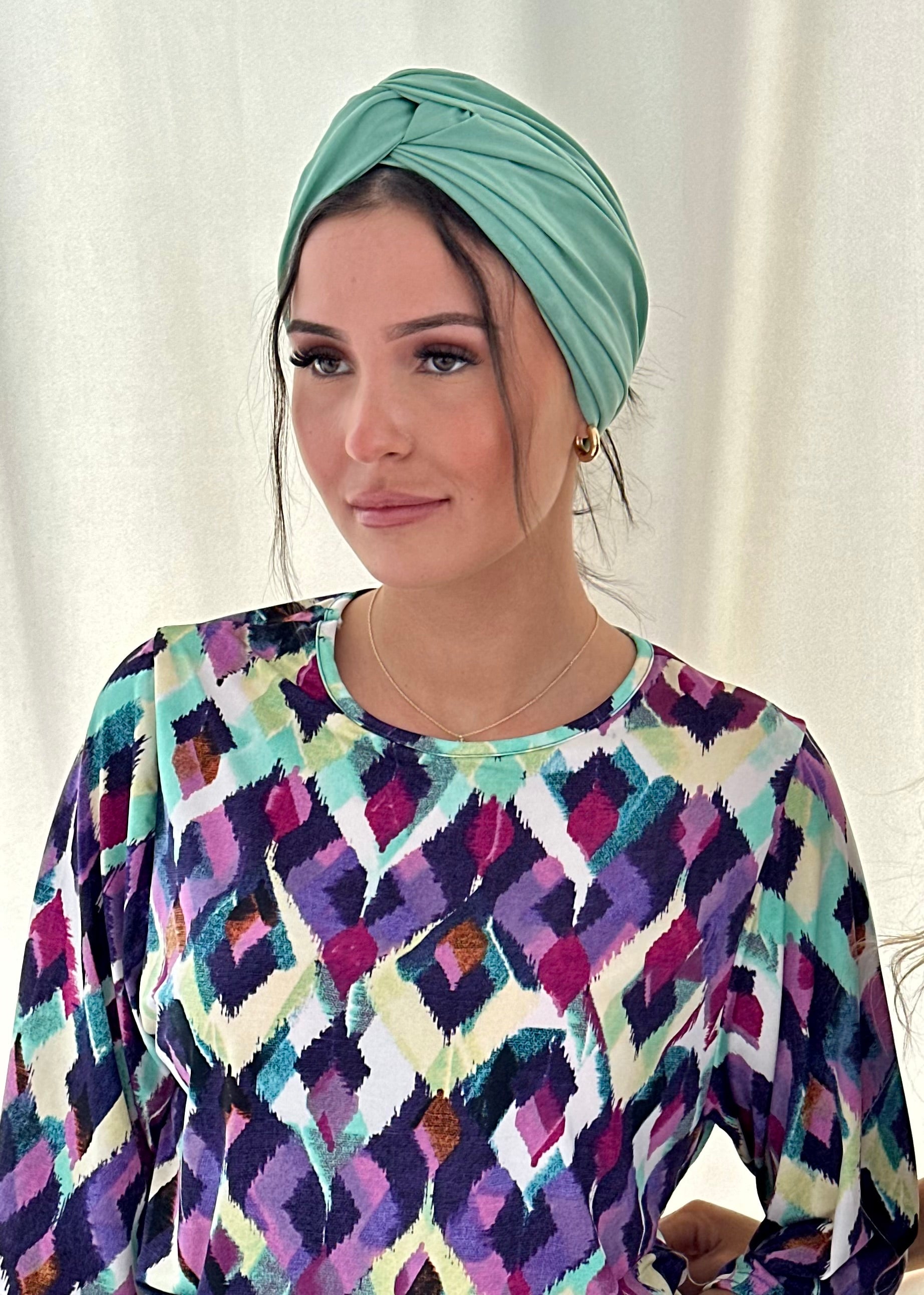 Turban Maillot Lycra Vert Menthe