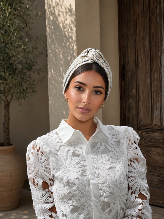 Turban Tweed Céleste
