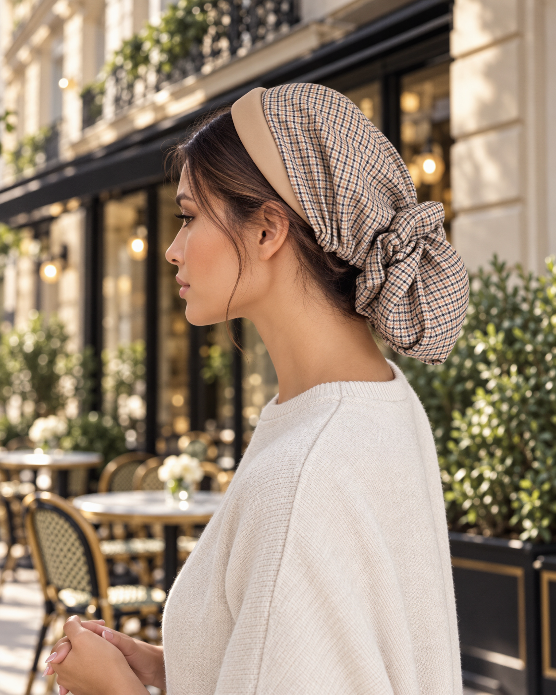 Lou -serre tête beige filet