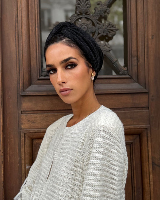 Turban lycra brillant Noir