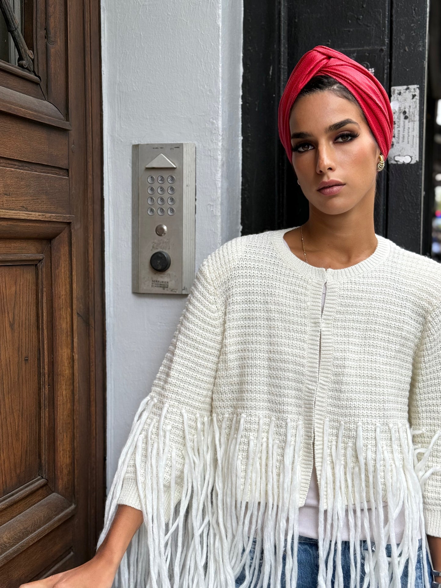 Turban Similicuir rouge