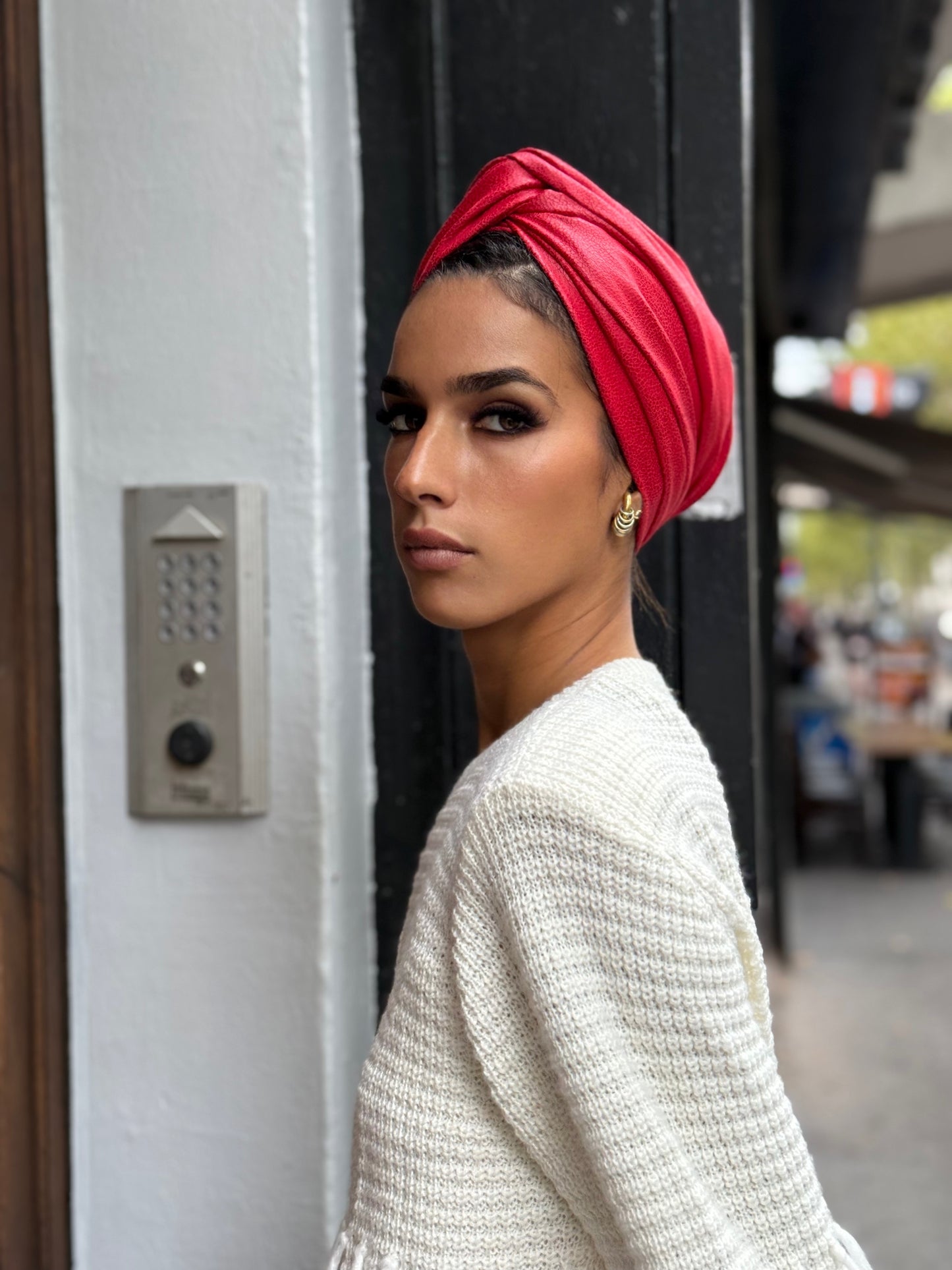 Turban Similicuir rouge